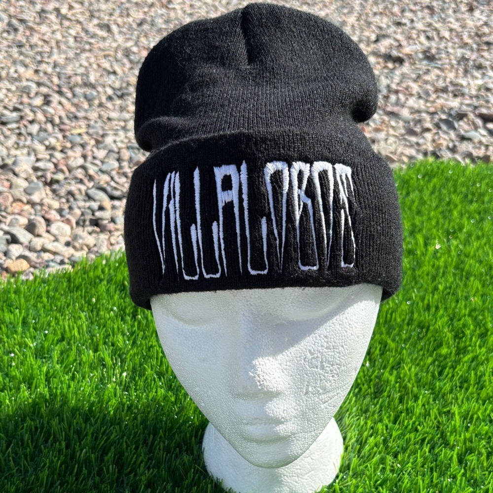 Villalobos / Pit Bulls and Parolees Black Beanie with White Embroidery